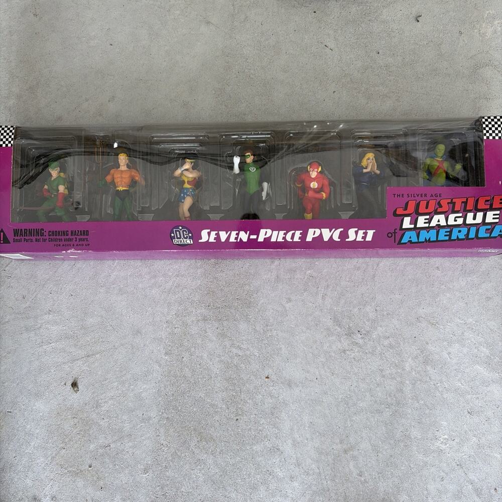 7-Figure PVC Set Justice League Of America Silver Age 2001 DC Direct NEW